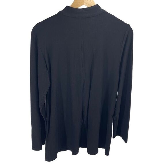 Eileen Fisher Womens Full Zip Jacket Long Sleeve Longline Black Petite Large - Picture 9 of 9